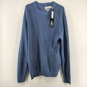 Grayers Men's Large Blue‎ Shadow Shaker Stitch Crewneck Sweater NWT 100% Cotton